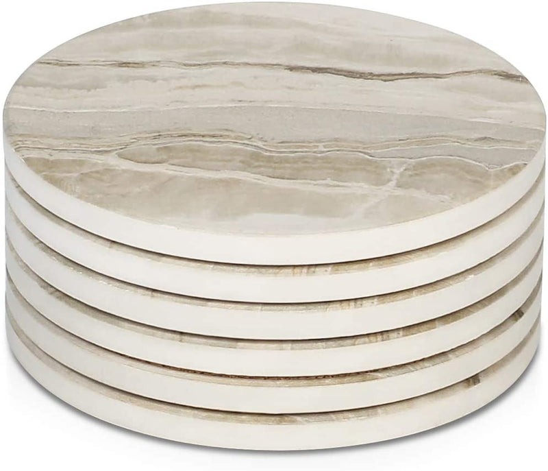 LIFVER Coasters for Drinks, Absorbent Drink Coasters Set 6 Pcs, Absorbent Coasters Set with Cork Base for Coffee Table, Home Decor, Housewarming Gift for Women, Marble Style Home & Garden > Kitchen & Dining > Barware LIFVER   