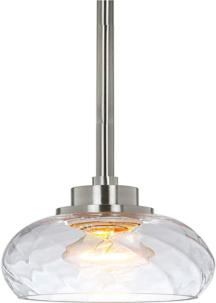 Xinbei Lighting Pendant Light, Modern 1 Light Mini Pendant Hanging Light with Clear Glass, Adjustable Kitchen Hanging Ceiling Light Brushed Nickel Finish XB-P1210-BN