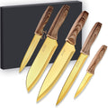 EUNA 5 PCS Knife Chef Set Ultra Sharp, Japanese Knives of Stainless Steel for Multipurpose Cooking, Kitchen Knives Professional with Gift Box, Integrated Design with Non-Stick Coating Sliver Home & Garden > Kitchen & Dining > Kitchen Tools & Utensils > Kitchen Knives EUNA Gold  