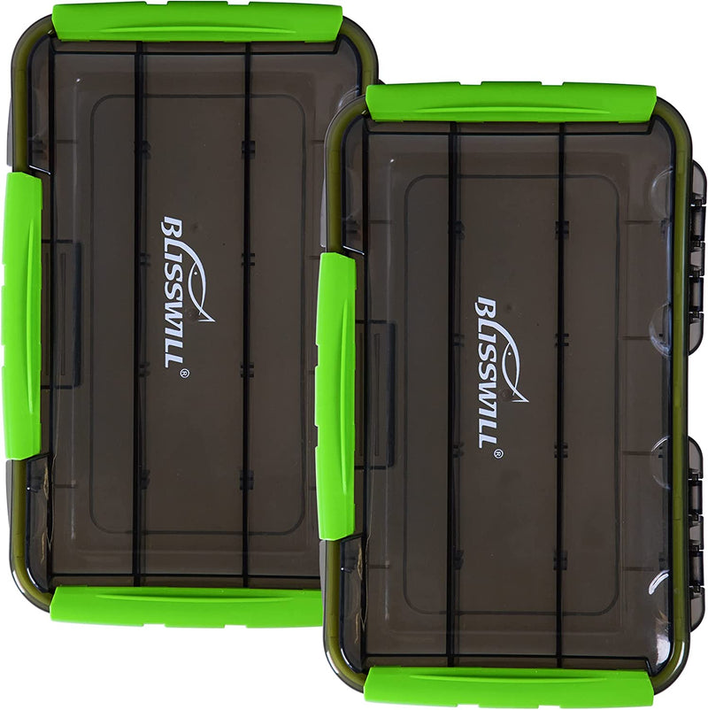 BLISSWILL Fishing Tackle Storage Trays,Fishing Tackle Box,Storage Organizer Box,3600/3700 Tackle Trays with Removable Dividers,Tea-Colored Transparent Waterproof Fishing Tackle Storage Sporting Goods > Outdoor Recreation > Fishing > Fishing Tackle BLISSWILL C: green-2 packs 3600(10.6x6.8x2.2inch)  