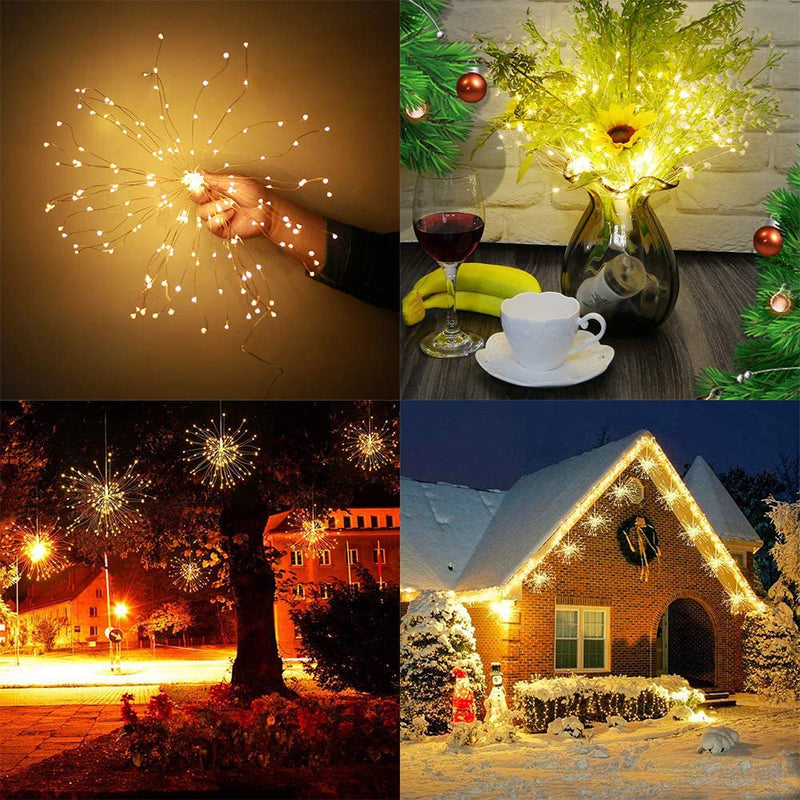 Dearhouse 200Led Hanging Sphere Lights, Battery Operated Starburst Lights, 8 Modes Dimmable Remote Control, Waterproof Copper Wire Fairy Lights, Indoors Outdoors Valentine'S Day Decor (Warm White) Home & Garden > Decor > Seasonal & Holiday Decorations Dearhouse Trade Limited   