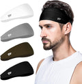 Poshei Mens Headband (4 Pack), Mens Sweatband & Sports Headband for Running, Cycling, Yoga, Basketball - Stretchy Moisture Wicking Hairband