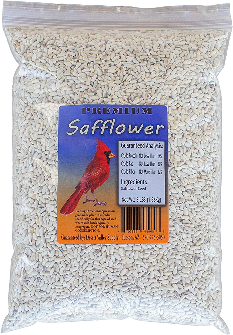 Desert Valley Premium Safflower Seeds - Wild Bird Food, Cardinals Jays, Doves & More (3-Pounds) Animals & Pet Supplies > Pet Supplies > Bird Supplies > Bird Food Desert Valley Supply   