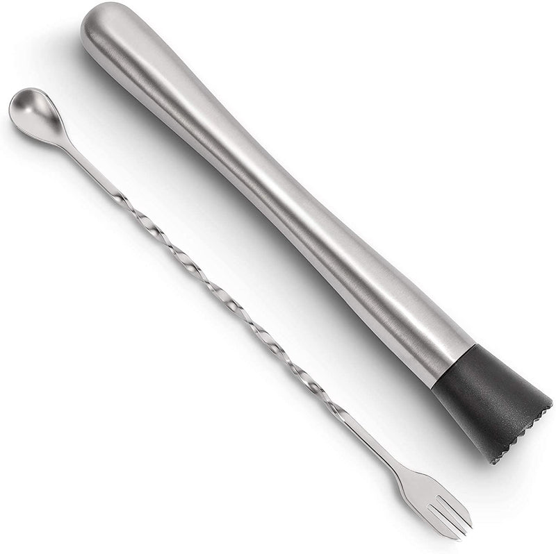 Hiware 10 Inch Stainless Steel Cocktail Muddler and Mixing Spoon Home Bar Tool Set - Create Delicious Mojitos and Other Fruit Based Drinks Sporting Goods > Outdoor Recreation > Fishing > Fishing Rods Hiware   