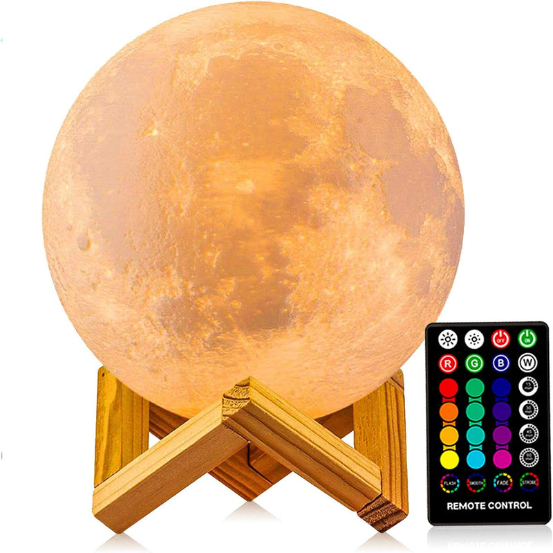 DTOETKD Moon Lamp, 16 Colors 3D Printed Moon Lights Kids Night Light with Stand, Time Setting, Remote & Touch Control, USB Rechargeable, Birthday Gifts for Boys Girls Friends Lover Home & Garden > Lighting > Night Lights & Ambient Lighting DTOETKD 6 inch  