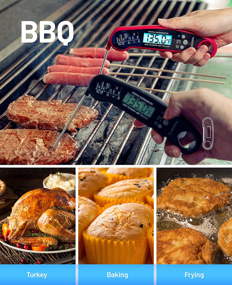 Meat Thermometer Digital, SOQOOL Instant Read Food Thermometers for Kitchen Cooking with Probe, Backlight, Magnet, Waterproof, for Candy, Grill BBQ, Oil Deep Fry, Baking,Turkey & Liquids(2 Pack) Home & Garden > Kitchen & Dining > Kitchen Tools & Utensils Soqool   