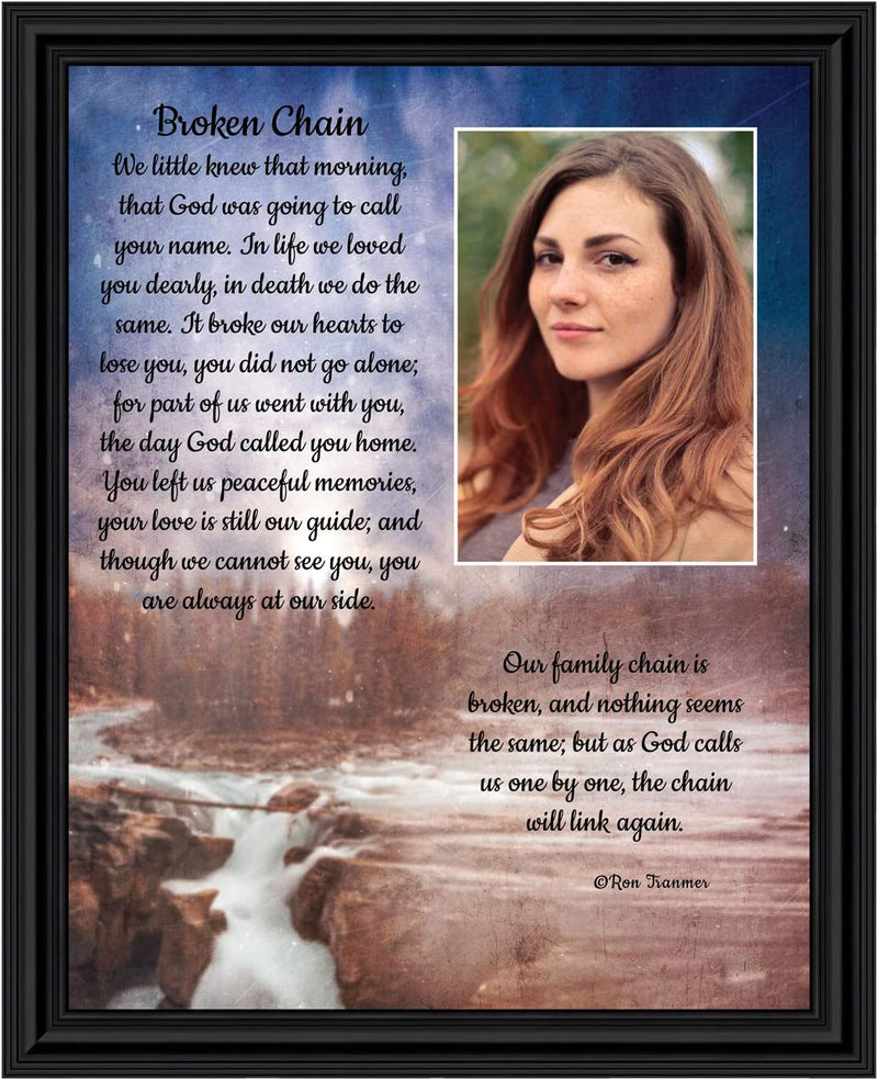Sympathy Gift in Memory of Loved One, Memorial Picture Frames for Loss of Loved One, Memorial Grieving Gifts, Condolence Card, Bereavement Gifts for Loss of Mother, Father, Broken Chain Frame, 6382BW Home & Garden > Decor > Picture Frames Crossroads Home Décor Black 11x14 w/Picture Opening 