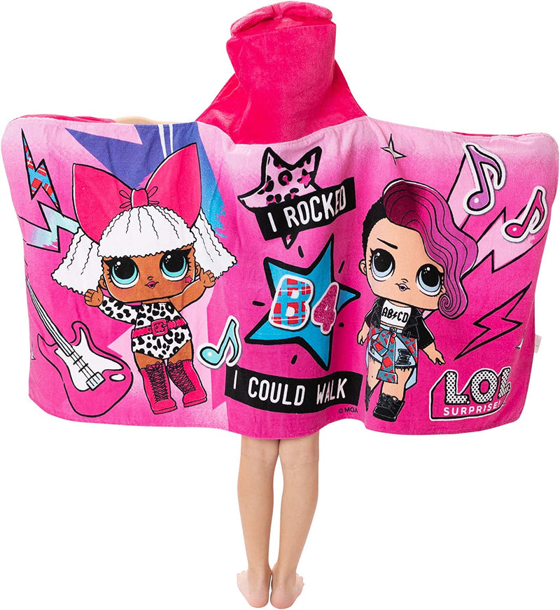 L.O.L. Surprise Soft Cotton Hooded Bath Towel Wrap, 24” X 50”, Pink