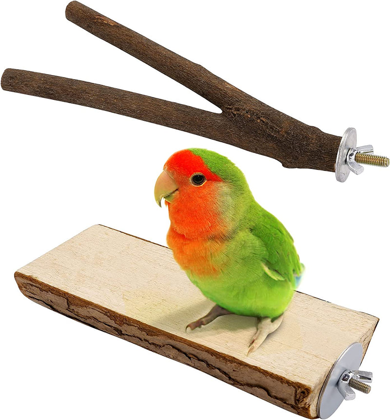 Filhome Bird Perch Stand Toy, Natural Wood Parrot Perch Bird Cage Branch Perch Accessories for Parakeets Cockatiels Conures Macaws Finches Love Birds(9.8" Length) Animals & Pet Supplies > Pet Supplies > Bird Supplies Timwaygo 2PCS 8"Length  