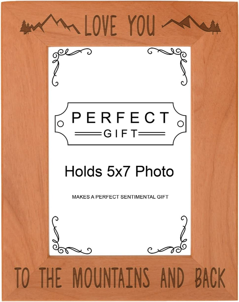 Mountain Photo Frame Love You to the Mountains Back Wood Engraved 5X7 Landscape Picture Frame Home & Garden > Decor > Picture Frames ThisWear 5x7 Portrait  
