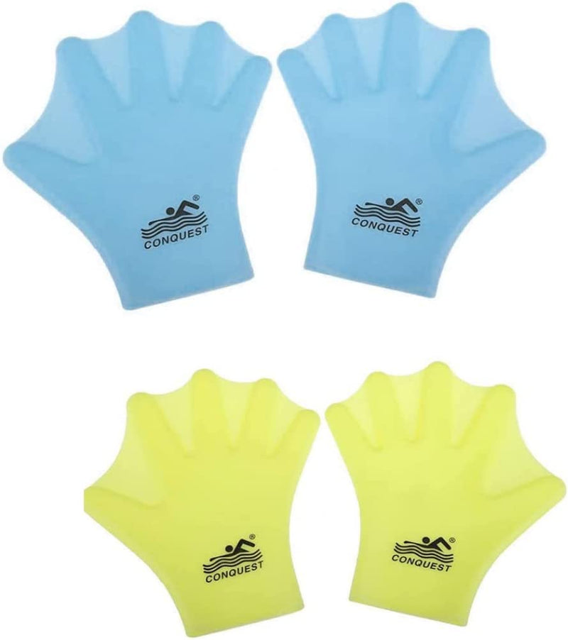 Webbed Gloves Hand Paddles Swimming Gloves Full Finger Flippers Aquatic Gloves Swim Flippers for Men Women Diving Surfing Training (Blue) 1Pair Sporting Goods > Outdoor Recreation > Boating & Water Sports > Swimming > Swim Gloves Beito   
