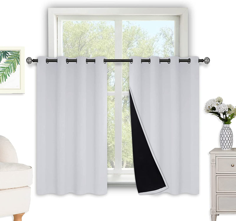Kinryb Halloween 100% Blackout Curtains Coffee 72 Inche Length - Double Layer Grommet Drapes with Black Liner Privacy Protected Blackout Curtains for Bedroom Coffee 52W X 72L Set of 2 Home & Garden > Decor > Window Treatments > Curtains & Drapes Kinryb Greyish White W52" x L45" 