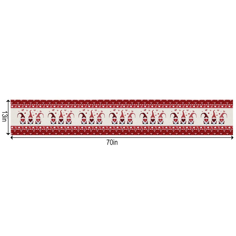 Table Runner for Happy Valentine'S Day Gnomes Pattern Wooden Board Table Setting Decor Red Heart Check Hat for Garden Wedding Parties Dinner Decoration - 13 X 70 Inches