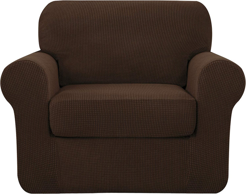 Symax Couch Cover Sofa Slipcover Chair Slipcover 2 Piece Sofa Covers Couch Slipcover Stretch Furniture Protector Washable (Chair, Ivory) Home & Garden > Decor > Chair & Sofa Cushions SyMax Chocolate Small 