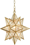 AXILAND Seeded Glass Moravian Star Light Brass Pendant Lighting 13 Inches Home & Garden > Lighting > Lighting Fixtures AXILAND Gold 15Inches 