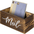 Mygift Whitewashed Wood Desktop Mail Holder Organizer Storage Box, Office Desk Organizer Bin with MAIL Script Design