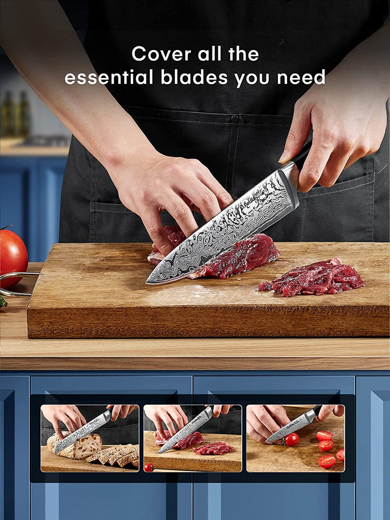 D.Perlla Knife Set, 14PCS German Stainless Steel Kitchen Knives Block Set with Built-In Sharpener, Black Home & Garden > Kitchen & Dining > Kitchen Tools & Utensils > Kitchen Knives D.Perlla   