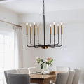 LASENCHOO 8 Lights Farmhouse Chandelier, Black and Gold Modern Chandelier, Classic Candle Pendant Lighting for Kitchen Island Living Room Bedroom Foyer Entryway Dining Room Hanging Lighting Fixtures Home & Garden > Lighting > Lighting Fixtures > Chandeliers LASENCHOO 8 lights-Black&Gold-e12  