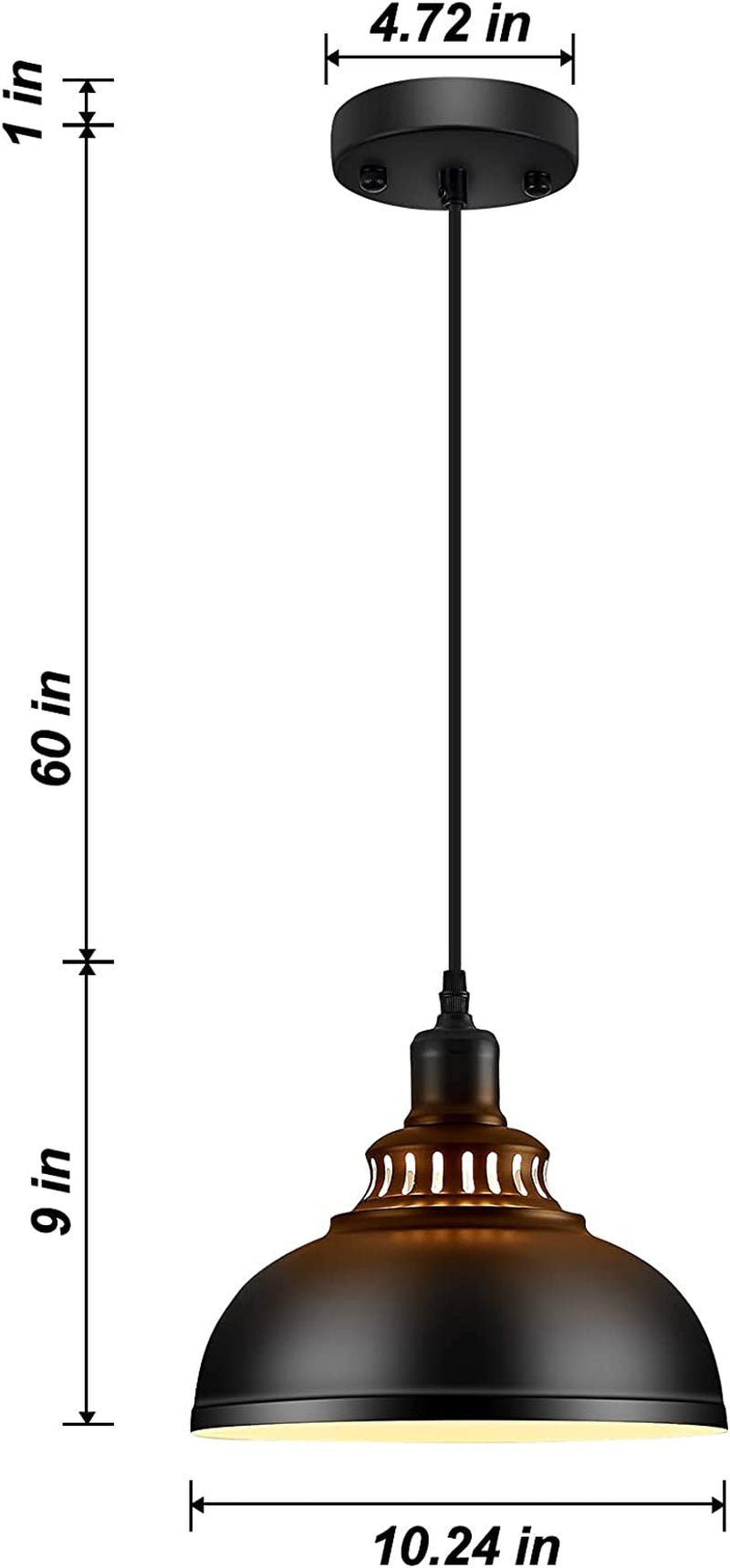 Mgloyht Pendant Lights, Metal Rustic Vintage Farmhouse Ceiling Lamp, Hanging Light Fixtures with E26 Base, Industrial Black Pendant Lighting for Hallway Kitchen Island Dining Room Living Room Home & Garden > Lighting > Lighting Fixtures MgLoyht   