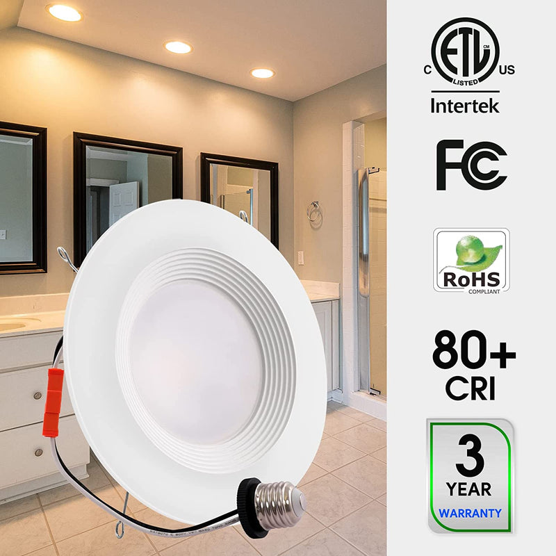 Energetic LED Recessed Lighting 6 Inch, 12.5W=100W, Warm White 3000K, 950LM, Retrofit Downlight, Dimmable Trim Can Lights, Baffle Trim, Damp Rated, ETL, 12 Pack Home & Garden > Lighting > Flood & Spot Lights ENERGETIC SMARTER LIGHTING   