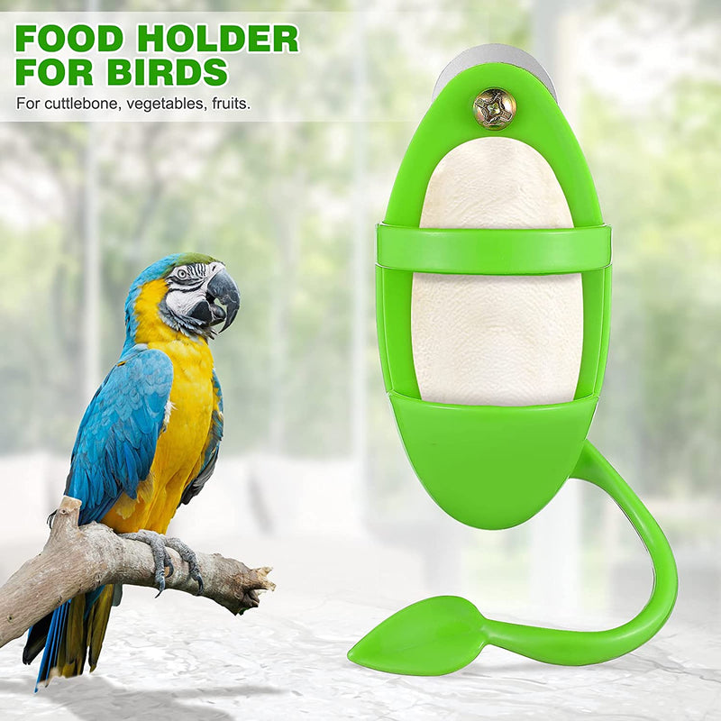 Balacoo 2Pcs Bird Cuttlebone Holder with Perches Plastic Cuddle Bone Feeding Racks Parrot Cage Stands Accessories for Cockatiels Parakeets Budgies Finches Green