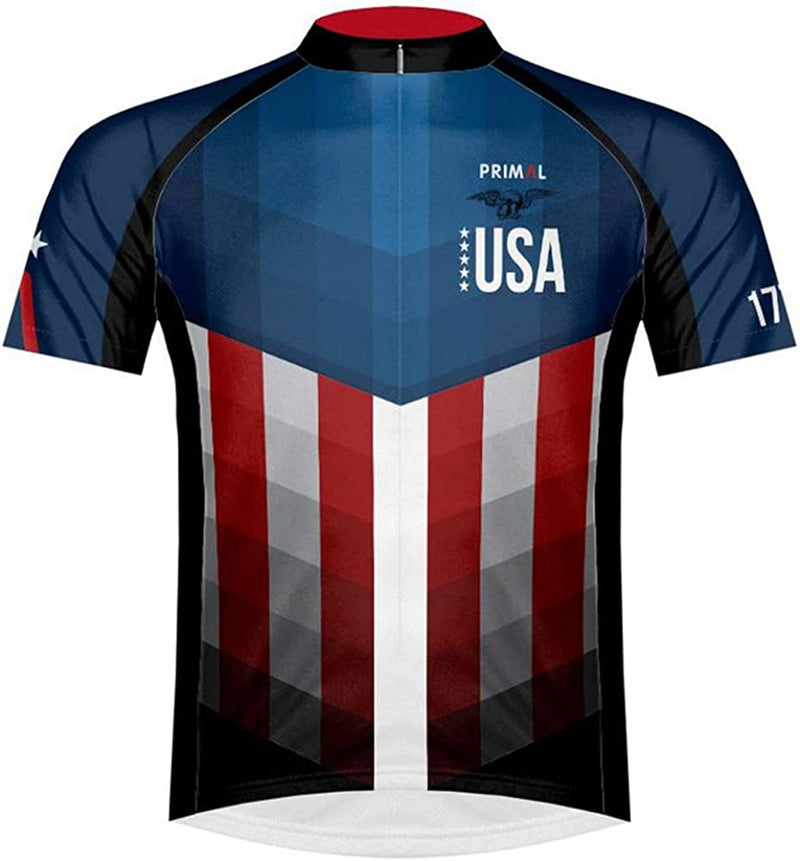 Primal Wear American Patriot USA Flag Cycling Jersey Men'S Short Sleeve Sporting Goods > Outdoor Recreation > Cycling > Cycling Apparel & Accessories Primal Wear X-Large  