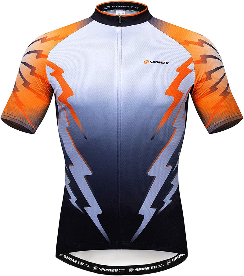 Sponeed Men'S Cycling Jerseys Tops Biking Shirts Short Sleeve Bike Clothing Full Zipper Bicycle Jacket with Pockets Sporting Goods > Outdoor Recreation > Cycling > Cycling Apparel & Accessories Sentibery Orange Multi X-Large 