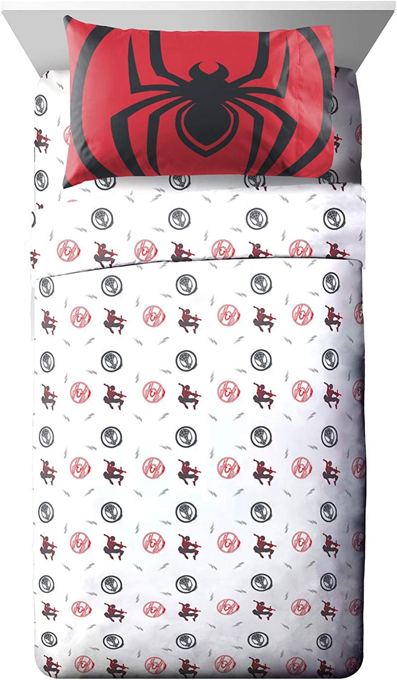 Jay Franco Marvel Avengers Fighting Team Full Sheet Set - 4 Piece Set Super Soft and Cozy Kid'S Bedding - Fade Resistant Microfiber Sheets (Official Marvel Product) Home & Garden > Linens & Bedding > Bedding Jay Franco White - Miles Morales Full 