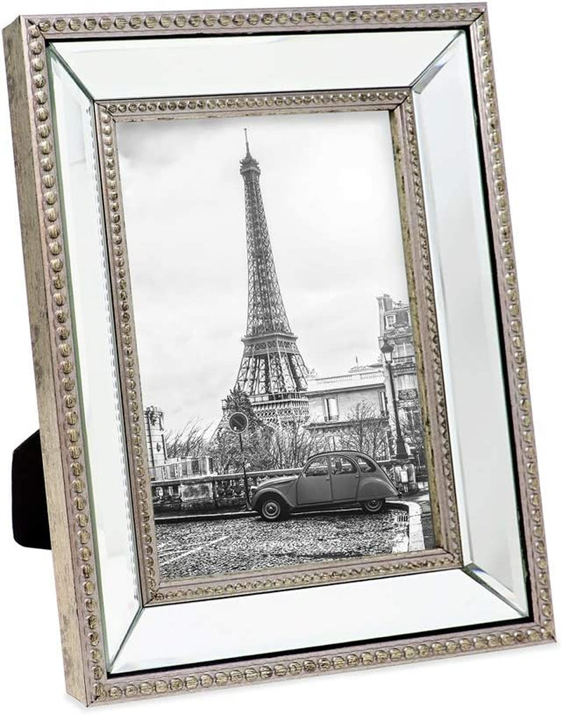 Isaac Jacobs 11X14 (8X10 Mat) Champagne Mirror Bead Picture Frame - Classic Mirrored Frame with Dotted Border Made for Wall Display, Photo Gallery and Wall Art (11X14 (8X10 Mat), Champagne) Home & Garden > Decor > Picture Frames Isaac Jacobs International Champagne 5x7 