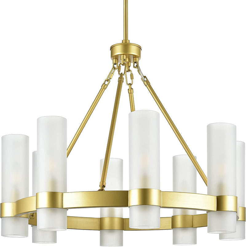 Linea Di Liara Teramo Farmhouse Matte Black Wall Sconce Wall Lighting Modern Bathroom Wall Sconces Wall Lights for Hallway and Bedroom Wall Sconce Lighting Fixture - Frosted Glass Shade Home & Garden > Lighting > Lighting Fixtures > Chandeliers Linea di Liara Satin Brass/Frosted 26" Chandelier 