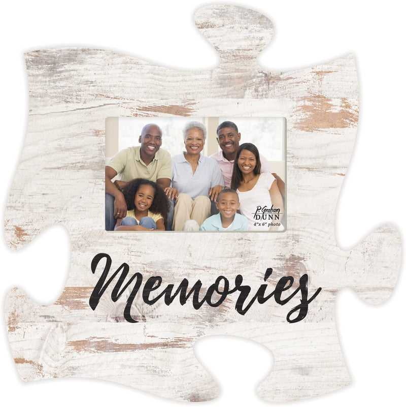 P. Graham Dunn Memories White Distressed Wood Look 4 X 6 Wood Puzzle Wall Plaque Photo Frame Home & Garden > Decor > Picture Frames P. Graham Dunn White Memories  