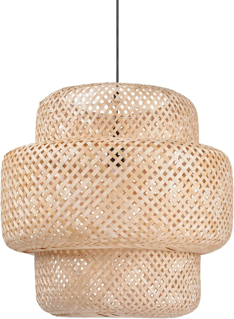 Arturesthome Bamboo Pendant Light for Kitchen Island,Home Decor Lampshade Chandeliers,Rattan Hand-Woven Hanging Lighting Fixture, Creative Craft Lights(38Cmx38Cm) Home & Garden > Lighting > Lighting Fixtures Arturesthome 30cm*30cm  