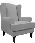 Easy-Going Stretch Wingback Chair Sofa Slipcover 2-Piece Sofa Cover Furniture Protector Couch Soft with Elastic Bottom, Spandex Jacquard Fabric Small Checks, Black Home & Garden > Decor > Chair & Sofa Cushions Easy-Going Light Gray  