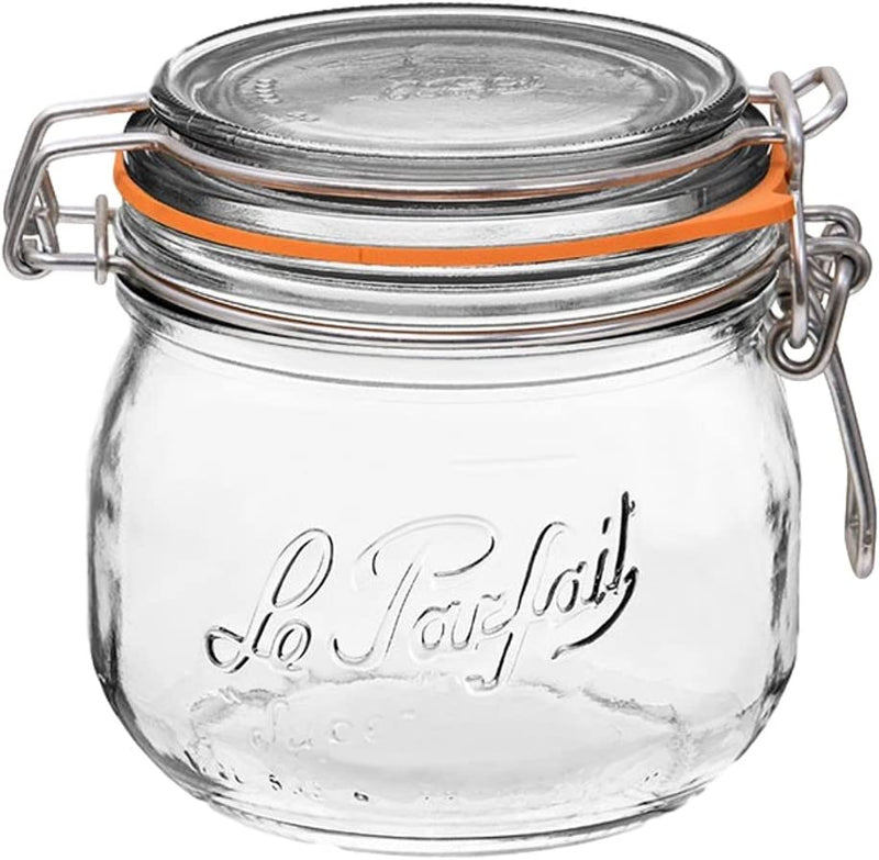 Le Parfait Super Jar - 1.5L French Glass Canning Jar W/Round Body, Airtight Rubber Seal & Glass Lid, 48Oz/Quart & Half (Single Jar) Stainless Wire Home & Garden > Decor > Decorative Jars Le Parfait 4 500ml - 16oz - SS 