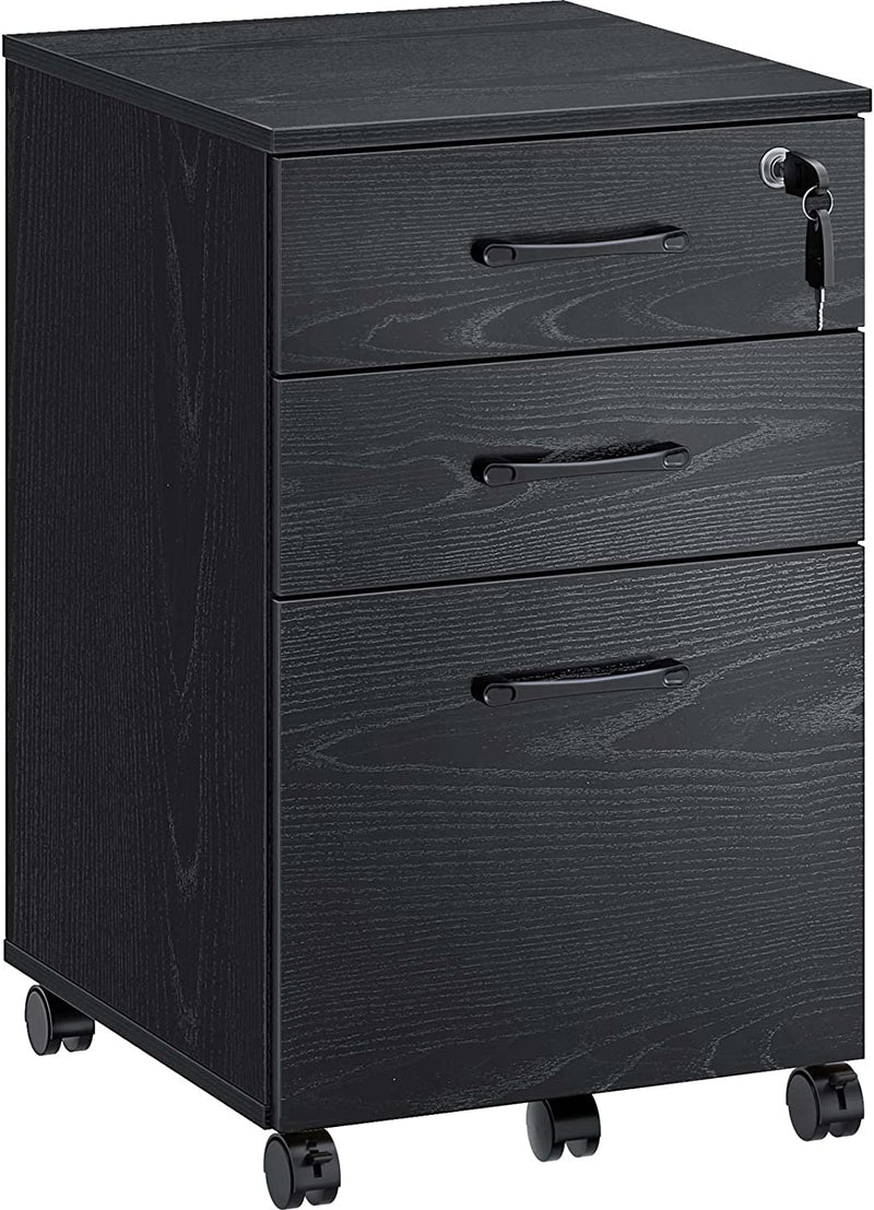 Rolanstar File Cabinet 3 Drawer with 1 Lock, Rolling Mobile Filing Cabinet, under Desk Vertical File Cabinet with Wheels for Letter Sized Documents, Hanging File Folders,Home Office Home & Garden > Household Supplies > Storage & Organization Rolanstar Black  