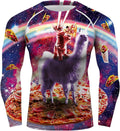 O2TEE Men'S Novelty Graphic Soft Slim Long Sleeve Compression Trainning Casual Top Sporting Goods > Outdoor Recreation > Cycling > Cycling Apparel & Accessories OTEE Pizza Cat Small 