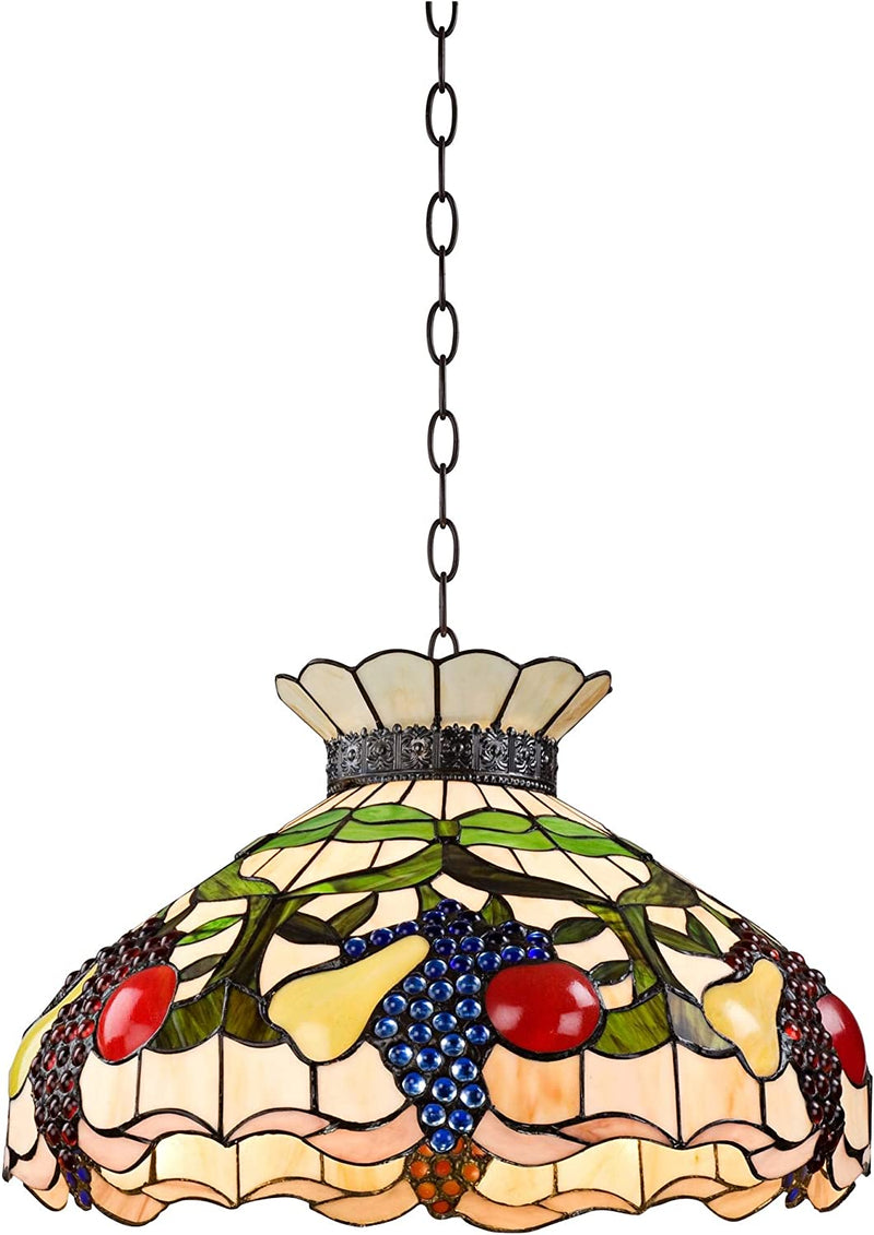 Robert Louis Tiffany Ripe Fruit Bronze Tiffany Style Pendant Chandelier Lighting 20" Wide Stained Glass Shade 3-Light Fixture for Dining Room House Foyer Kitchen Island Entryway Bedroom Living Room Home & Garden > Lighting > Lighting Fixtures Robert Louis Tiffany   