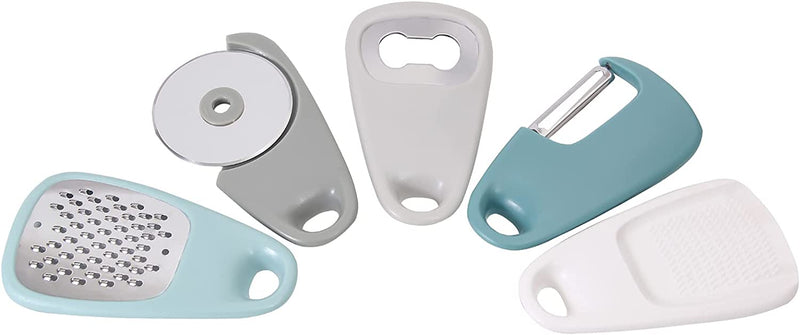 Dase Gorife Kitchen Gadgets Set 5 Pc,Space Saving Kitchen Utensils Cooking Tools/Camping Accessories Cheese/Chocolate Grater,Vegetable Peeler,Ginger Grinder, Bottle Opener,Pizza Cutter Home & Garden > Kitchen & Dining > Kitchen Tools & Utensils Dase Gorife   
