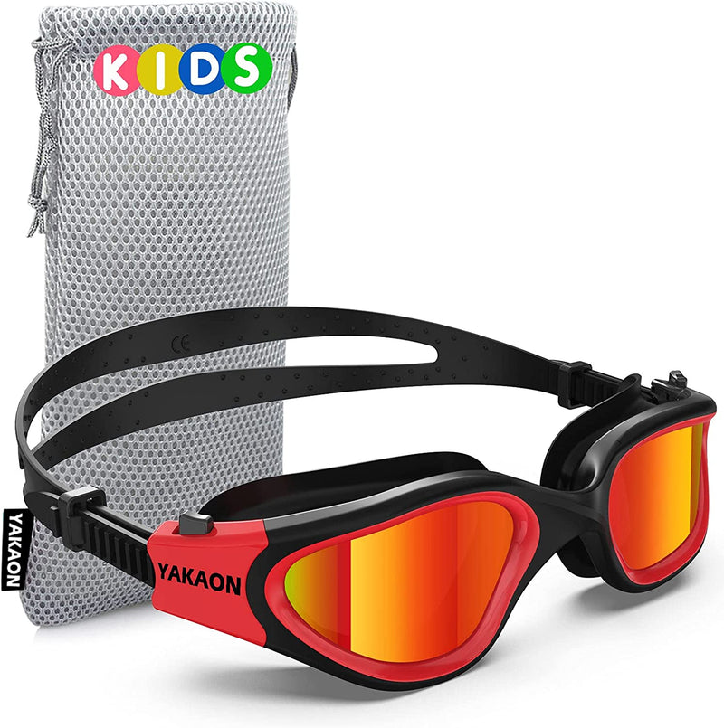 Kids Swim Goggles, YAKAON Polarized Swimming Goggles for Kids Age 6-14 Sporting Goods > Outdoor Recreation > Boating & Water Sports > Swimming > Swim Goggles & Masks YAKAON A2 Polarized Black Red  
