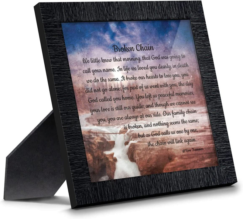 Sympathy Gift in Memory of Loved One, Memorial Picture Frames for Loss of Loved One, Memorial Grieving Gifts, Condolence Card, Bereavement Gifts for Loss of Mother, Father, Broken Chain Frame, 6382BW Home & Garden > Decor > Picture Frames Crossroads Home Décor Charcoal 8x8 