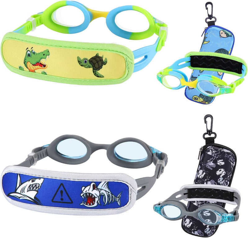 Ruigao Kids Swim Goggles Age 2-6, Toddler Goggles No Hair Pull, Swimming Goggles with Case/Soft Band Sporting Goods > Outdoor Recreation > Boating & Water Sports > Swimming > Swim Goggles & Masks RuiGao 2 Pk - Grey / Yellow  