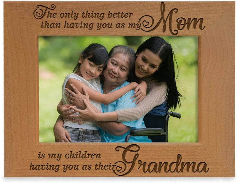 KATE POSH - the Only Thing Better than Having You as My Dad, Is My Children Having You as Their Grandpa - Engraved Natural Wood Photo Frame - Grandpa Gifts, Christmas Gifts for Papa (5X7-Vertical) Home & Garden > Decor > Picture Frames KATE POSH 4x6-Horizontal (Mom-Grandma)  