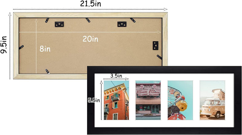 Golden State Art, 8X20 Black Photo Wood Collage Frame with Real Glass and White Mat Displays (4) 4X6 Pictures Home & Garden > Decor > Picture Frames Golden State Art   