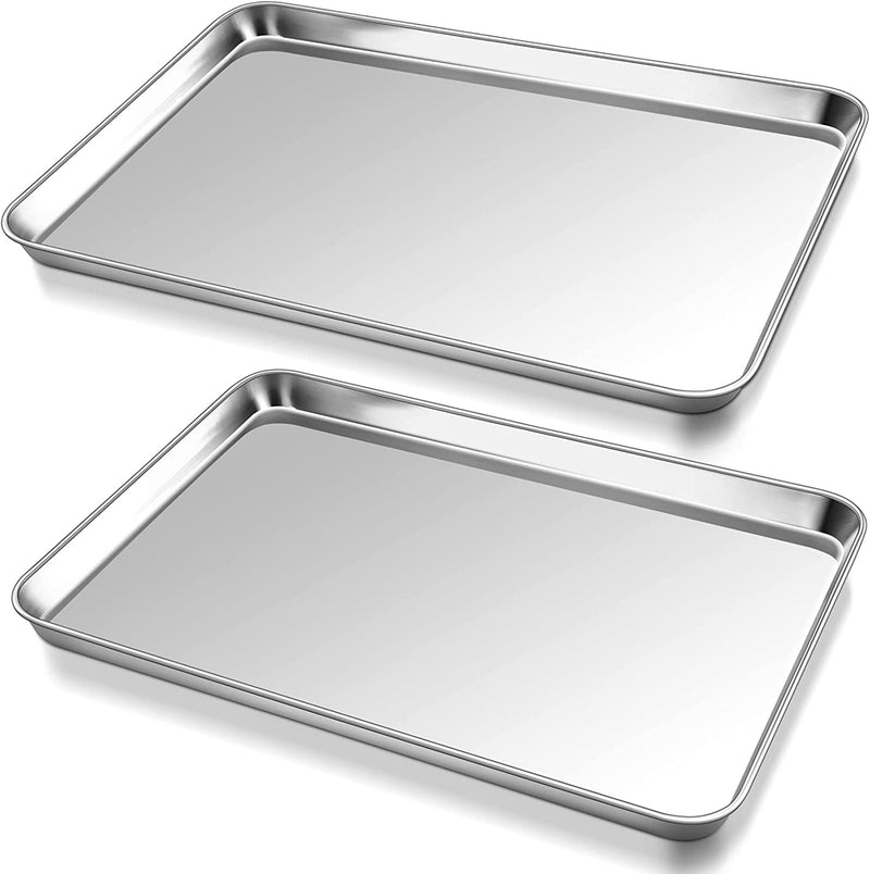 P&P CHEF Baking Cookie Sheet Set of 2, Stainless Steel Baking Sheets Pan Oven Tray, Rectangle 16”X12”X1”, Non Toxic & Durable Use, Mirror Finished & Easy Clean Home & Garden > Kitchen & Dining > Cookware & Bakeware P&P CHEF 2 17.3 x 13 inch 