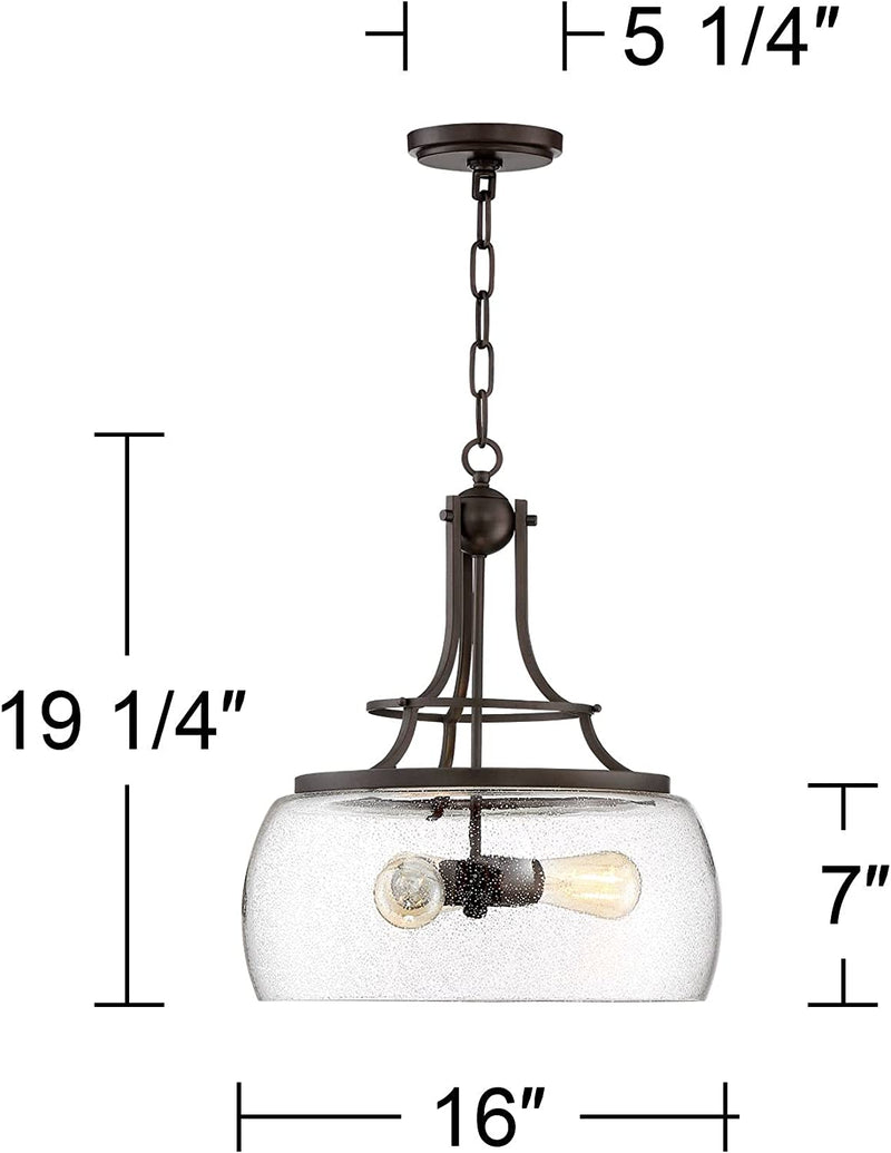 Charleston Painted Bronze Iron Pendant Chandelier 16" Wide Rustic Farmhouse Clear Glass Shade LED 3-Light Dining Room House Foyer Entryway Kitchen Bedroom Living Room Ceilings - Franklin Iron Works Home & Garden > Lighting > Lighting Fixtures > Chandeliers Franklin Iron Works   