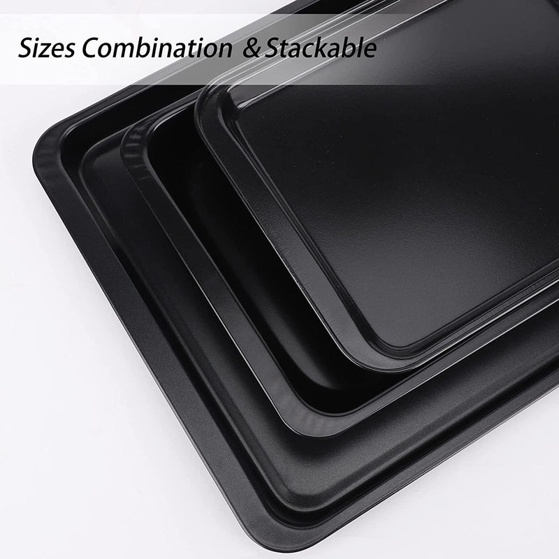 Suice 3 Pcs Nonstick Baking Pan Set, 14.5 X 10 & 12 X 7 & 9 X 6 Inch Cookie Sheet Toaster Oven Pan Carbon Steel Bakeware for Daily Baking, Roasting, Cooking, Home Kitchen & Commercial Use - Black Home & Garden > Kitchen & Dining > Cookware & Bakeware Suice   