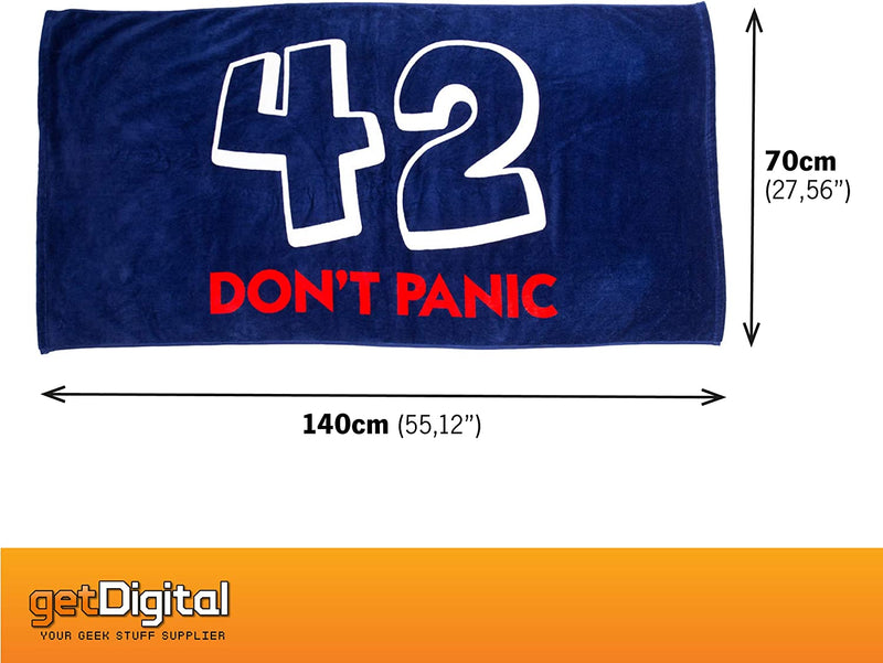 Getdigital Bath Towel 42 Don'T Panic - Large Beach Towel for the Hitchhiker'S Guide to the Galaxy Fans - 55 X 28 Inch, 100% Cotton, Certified with German Textile Standard Home & Garden > Linens & Bedding > Towels getDigital   