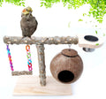 Joyeee Natural Bird Perch Stand, with Playground Ladder, Bird Water Feeder Dishes, Swing, Tray for Cockatiel Parakeet Conure Budgies Parrot Macaw Love Bird Small Birds Animal, 14.5" X 9" X 15.9" M Animals & Pet Supplies > Pet Supplies > Bird Supplies Joyeee #5  
