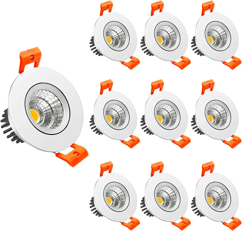 Lightingwill 2Inch LED Dimmable Downlight, 3W COB Recessed Ceiling Light, Warm White 3000K-3500K, CRI80, 25W 220LM Halogen Bulbs Equivalent, White (4 Pack) Home & Garden > Lighting > Flood & Spot Lights LightingWill Warm White 10 Pack 