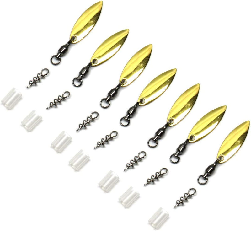 Harmony Fishing Company - [7 Pack Tail Spinners (Hitchhikers for Soft Plastic/Senko Fishing Lures, Willow or Colorado Blade) Sporting Goods > Outdoor Recreation > Fishing > Fishing Tackle > Fishing Baits & Lures Harmony Fishing Company Willow Blade (7 Pack, Gold)  